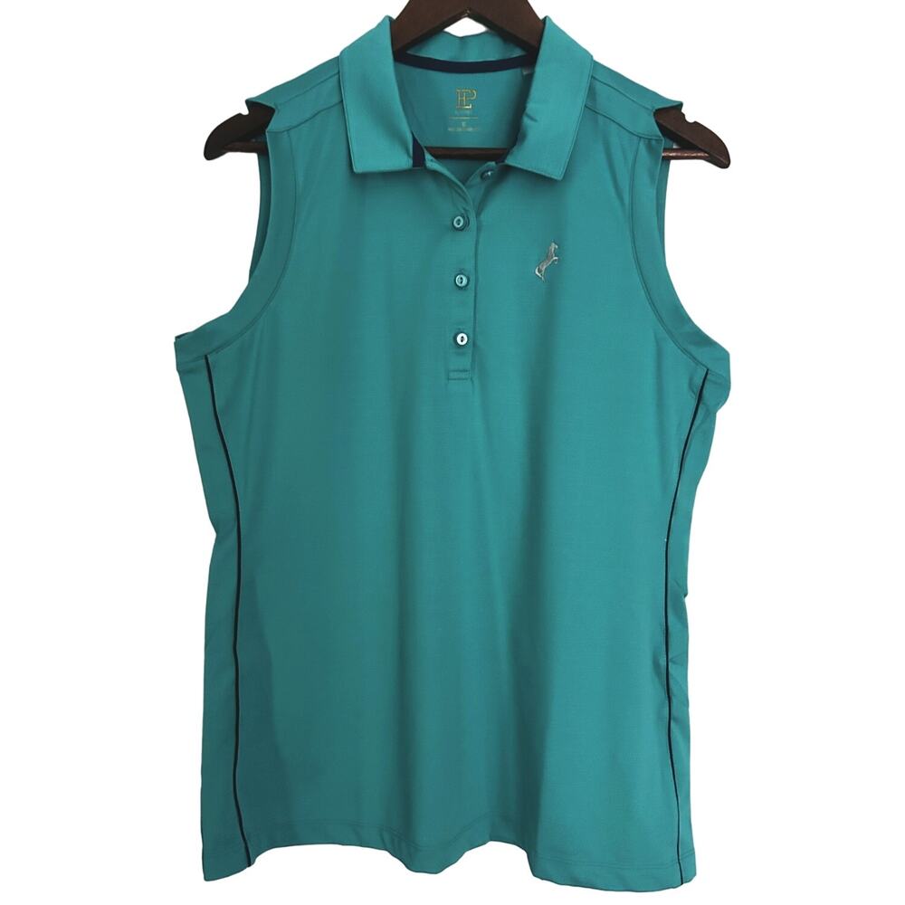 EP New York Golf Apparel Women's Large Sleeveless Green Top w/ Black Piping